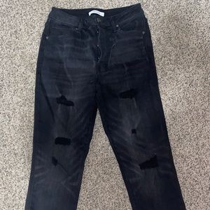 Black distressed mom jeans